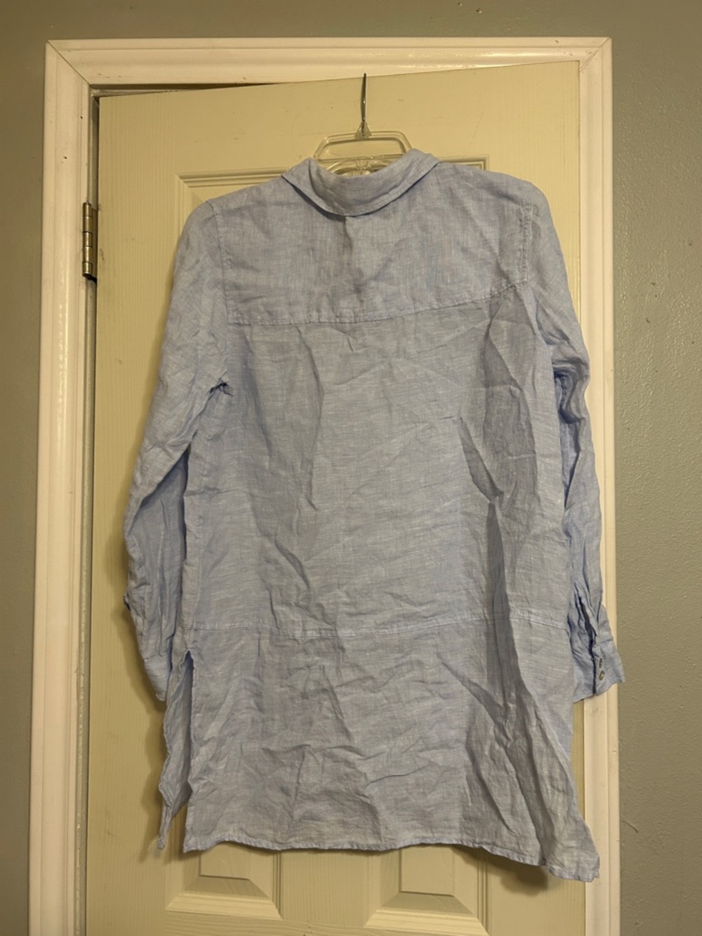 BOGO 1/2off🎒35%off3🛴 Tahari blue linen tunic roll tab sleeve - Picture 4 of 5